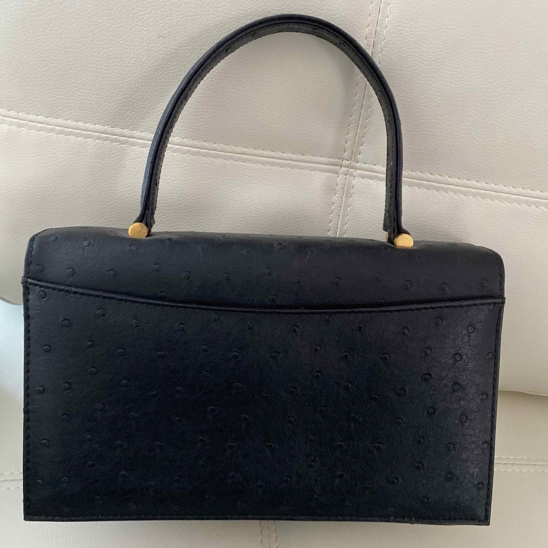 mila schon(ミラショーン)のミラショーン  オーストリッチ 黒 ハンドバッグ　美品　本革　高級バッグ レディースのバッグ(ハンドバッグ)の商品写真