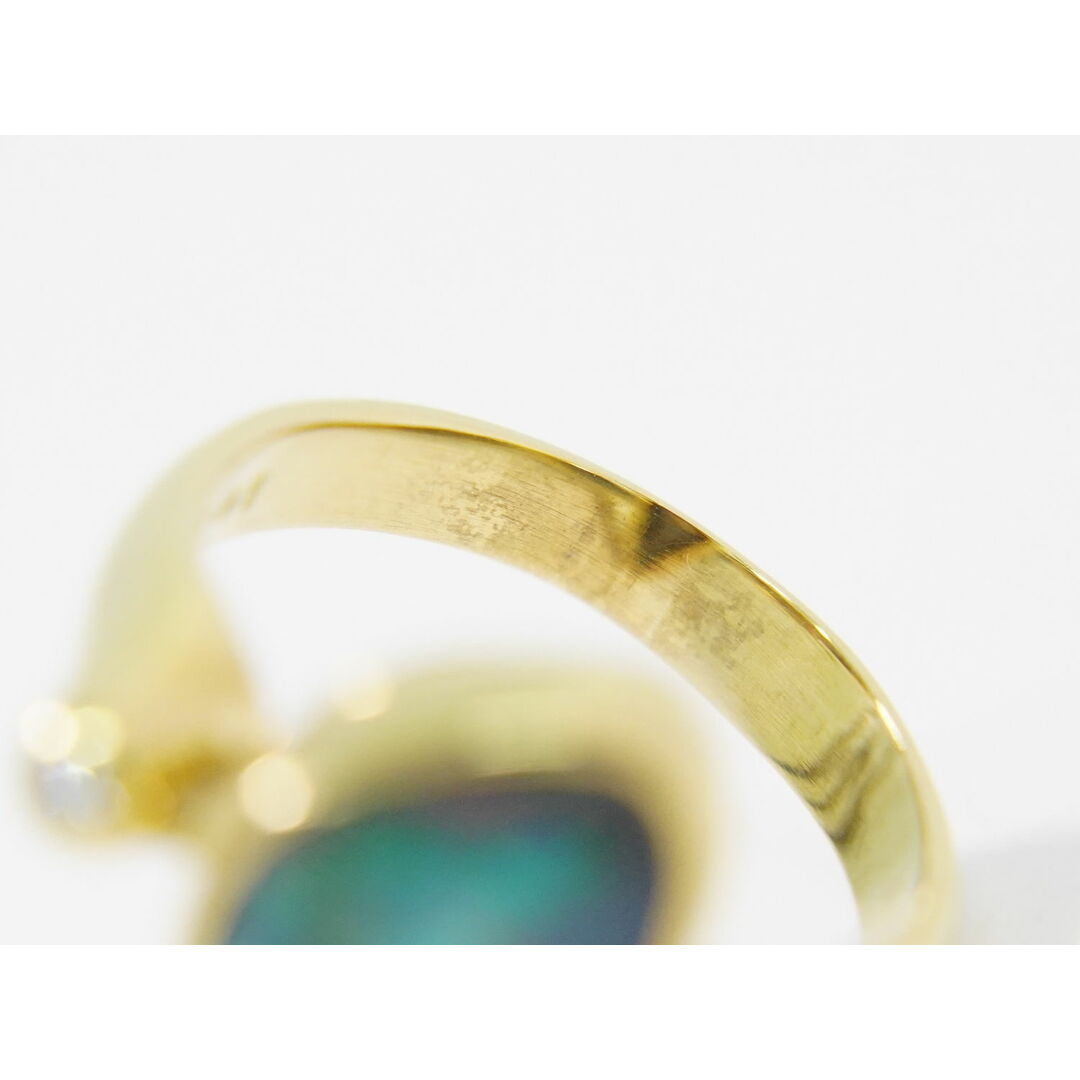 本物 ボルダーオパール ダイヤモンド 0.091ct K18 YG リング 本物 ボルダーオパール ダイヤモンド 0.091ct K18 YG リング