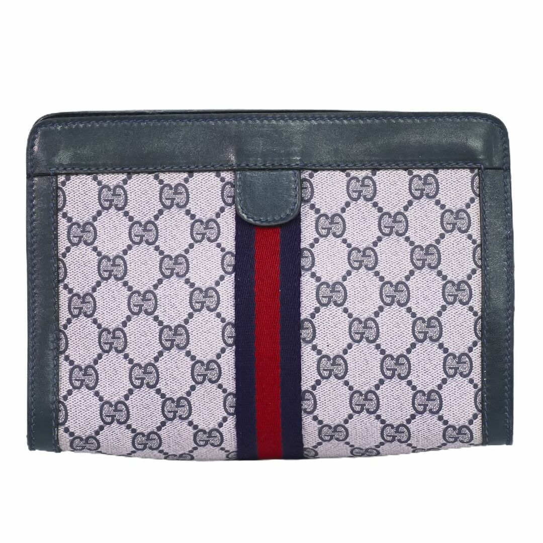 Gucci(グッチ)の本物 グッチ GUCCI シェリーライン GGスプリーム クラッチバッグ セカンドバッグ ピンク ネイビー Sherry Line バッグ 中古 レディースのバッグ(クラッチバッグ)の商品写真