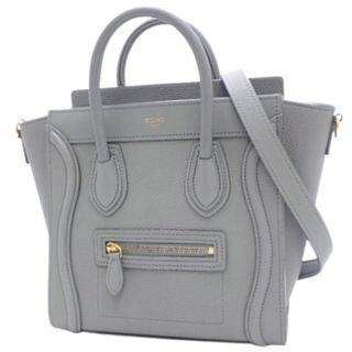 セリーヌ(celine)のCELINE(セリーヌ) ラゲージ ナノショッパー ハンドバッグ 2WAY ショルダー 肩掛け 斜め掛け ベビードラムドカーフスキン コール グレー灰 マットゴールド金具 189243AQL.10KL(2024年1月現在現行品) レディース 40802080351【中古】【アラモード】(ハンドバッグ)