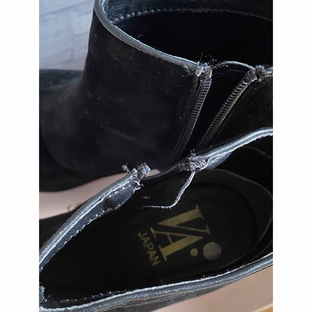 値下げ！ショートブーツ  ブーティ 黒 スエード 35 S 12cm ヒール レディースの靴/シューズ(ブーツ)の商品写真