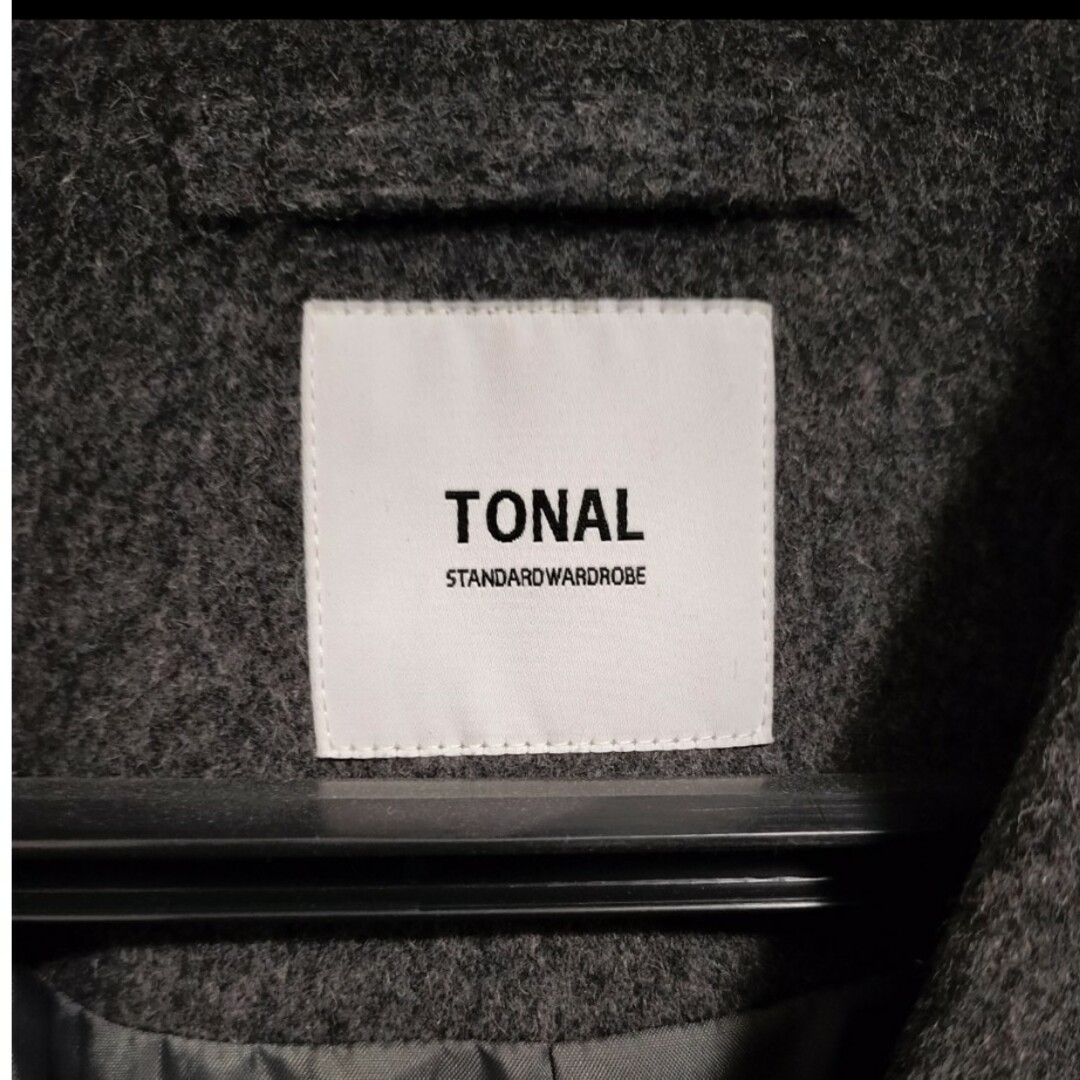 TONAL(トーナル)の【超美品】TONAL ノーカラーコート 36 グレー レディースのジャケット/アウター(ロングコート)の商品写真