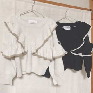 バースデイ - [子供服] フリルKニット　ホワイト
