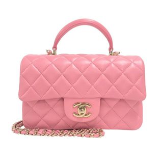 シャネル(CHANEL)の　シャネル CHANEL トップハンドルミニフラップバック AS2431 ピンク ゴールド金具 ラムスキン レディース ハンドバッグ(ハンドバッグ)