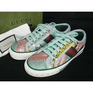 グッチ(Gucci)の■新品■未使用■ GUCCI グッチ シェリーライン スパンコール スニーカー サイズ36 (約23.0cm) 靴 シューズ ブルー系 BG2968 (スニーカー)