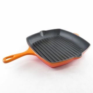 ルクルーゼ(LE CREUSET)の美品 Le Creuset ルクルーゼ スクエア・スキレットグリル グリルパン ホーロー 料理 調理 SY7772C (鍋/フライパン)