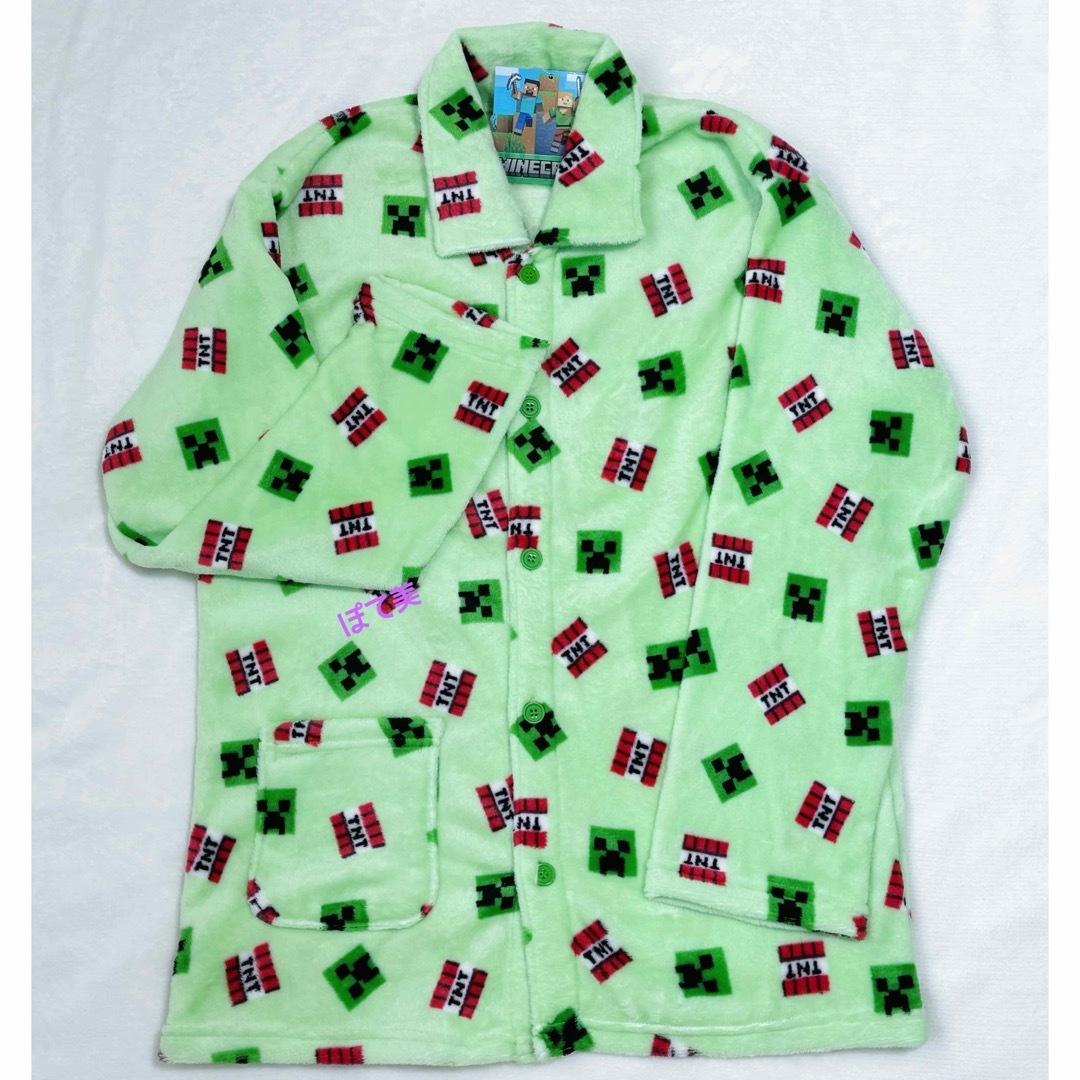 マインクラフト　マイクラ　フリース生地　長袖　パジャマ　緑　グリーン　160 キッズ/ベビー/マタニティのキッズ服男の子用(90cm~)(パジャマ)の商品写真