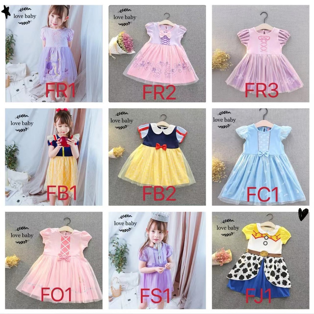 FA1ブループリンセスワンピース女の子半袖普段着100サイズ キッズ/ベビー/マタニティのキッズ服女の子用(90cm~)(ワンピース)の商品写真