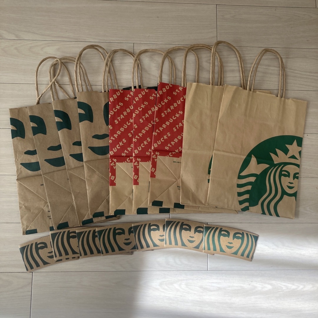 Starbucks(スターバックス)の【送料込み・匿名】スターバックス　紙袋　ショッパー　カップスリーブ　スタバ レディースのバッグ(ショップ袋)の商品写真