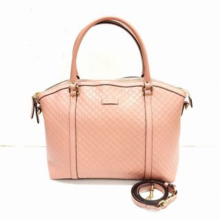 グッチ(Gucci)のGUCCI グッチ マイクロ グッチシマ レザー 2WAY バッグ ピンク 449657 502752 トート ショルダー ハンド 型押し【中古】 JA-18479(ショルダーバッグ)