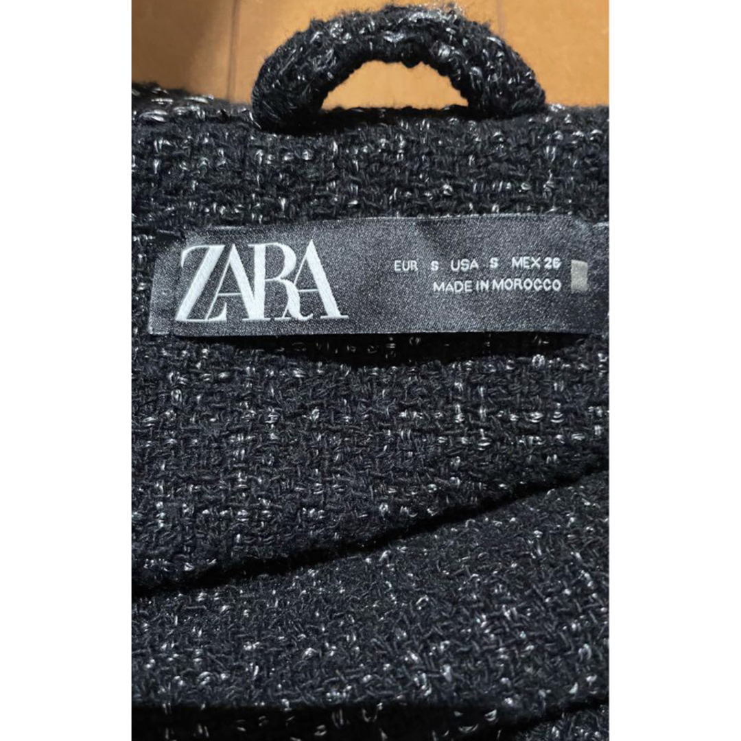 ZARA(ザラ)のZARA ブラックツィードオーバーサイズジャケットコート ミ315 レディースのジャケット/アウター(テーラードジャケット)の商品写真