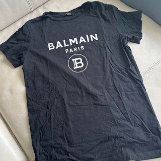 BALMAIN バルマン フロントプリント ノースリーブTシャツ カットソー ブラック495センチ肩幅