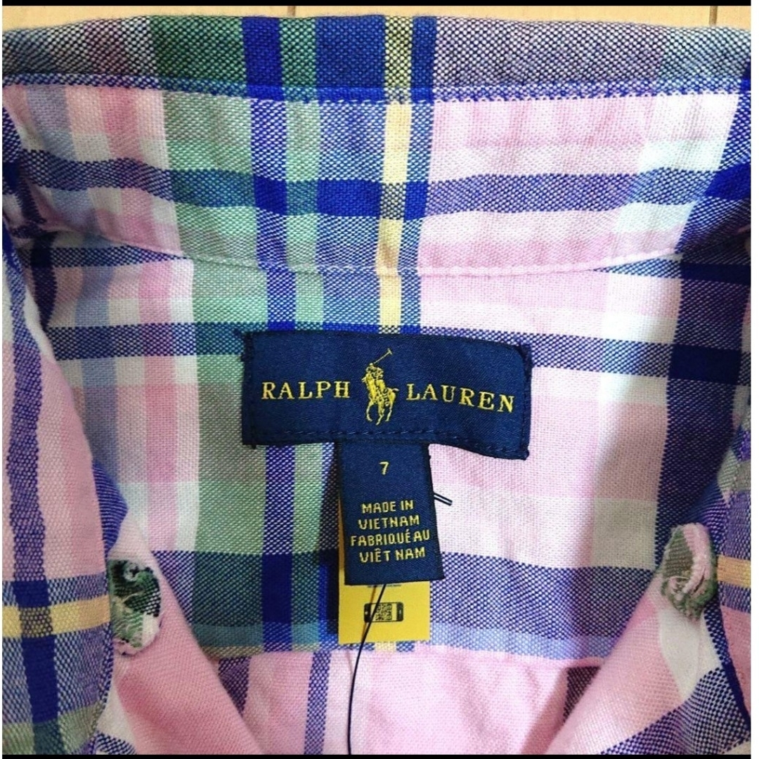 POLO RALPH LAUREN(ポロラルフローレン)の【新品】ポロラルフローレン 長袖 シャツ ワンピース チェック 130 キッズ/ベビー/マタニティのキッズ服女の子用(90cm~)(ワンピース)の商品写真