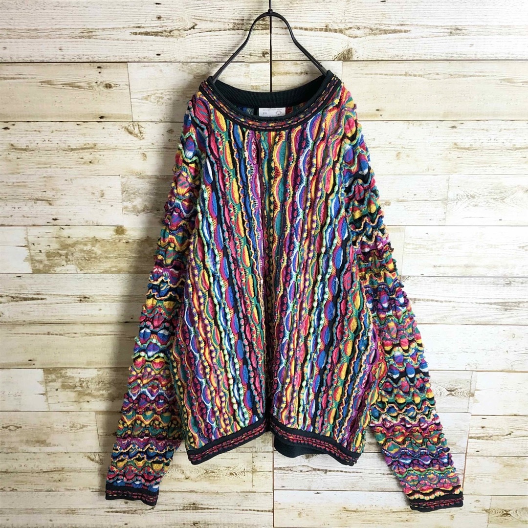 COOGI(クージー)のcoogi クージー 立体 編込み 3Dニット セーター マルチカラー 総柄 メンズのトップス(ニット/セーター)の商品写真