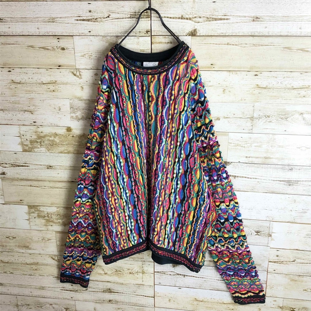 COOGI(クージー)のcoogi クージー 立体 編込み 3Dニット セーター マルチカラー 総柄 メンズのトップス(ニット/セーター)の商品写真