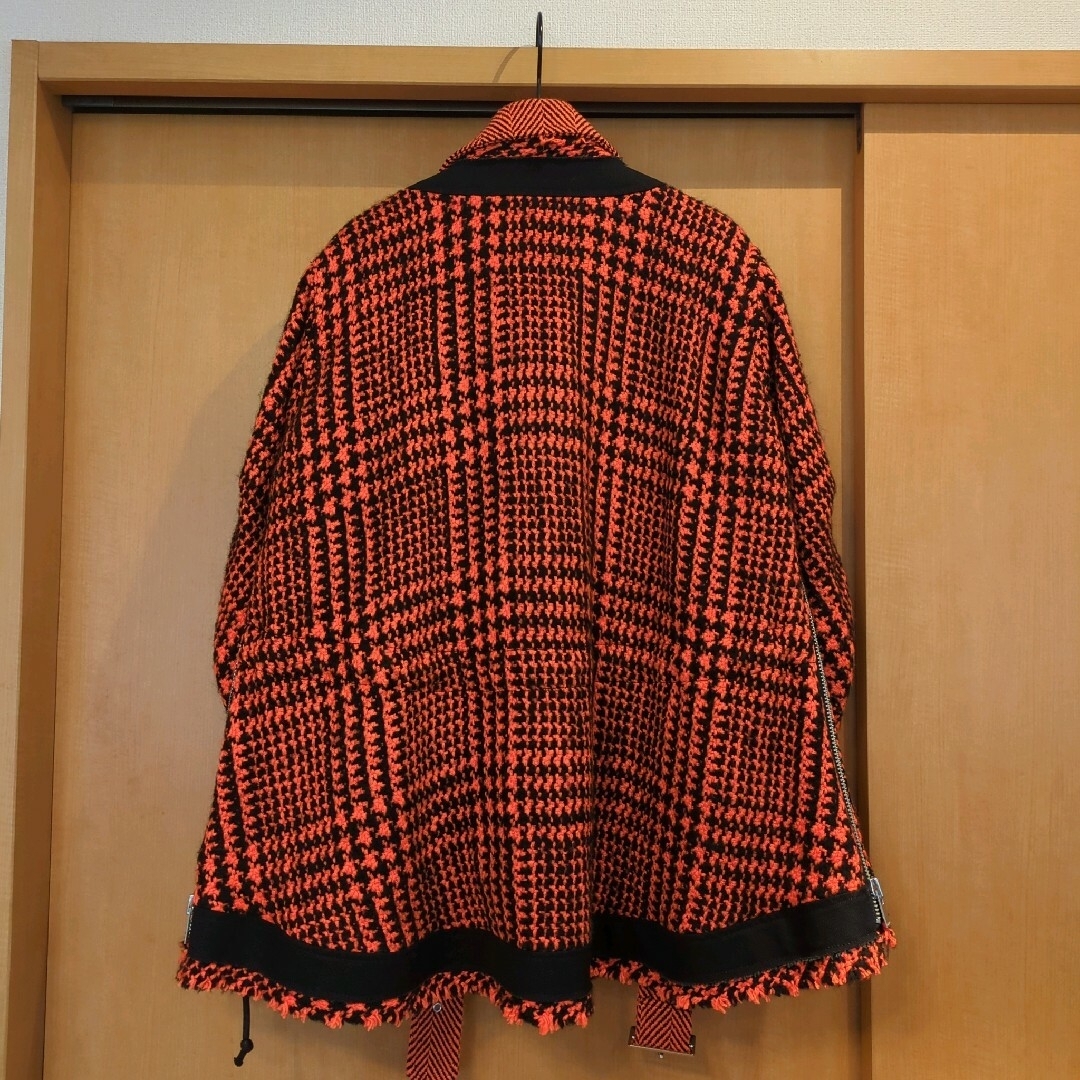 sacai(サカイ)の【あかさたな様】sacai 19秋冬 ツイード ライダースジャケット オレンジ レディースのジャケット/アウター(ピーコート)の商品写真