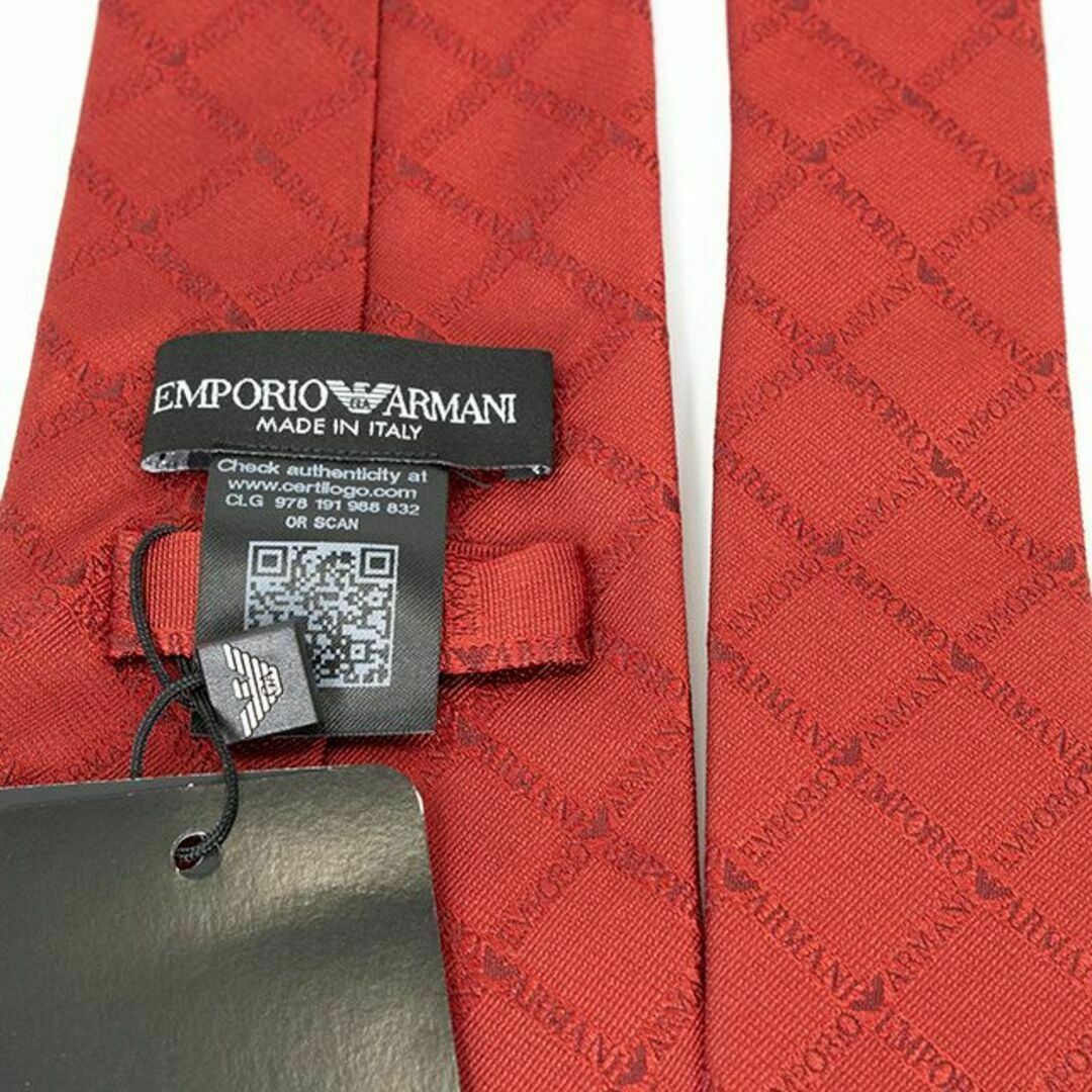 Emporio Armani(エンポリオアルマーニ)の【全額返金保証・送料無料】アルマーニのネクタイ・正規品・未使用品・ロゴ チェック メンズのファッション小物(ネクタイ)の商品写真