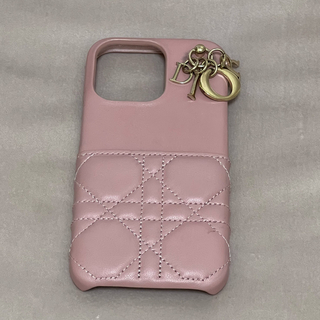 ディオール(Dior)のLady Dior iPhoneケース 13Pro カナージュラムスキン ピンク(iPhoneケース)