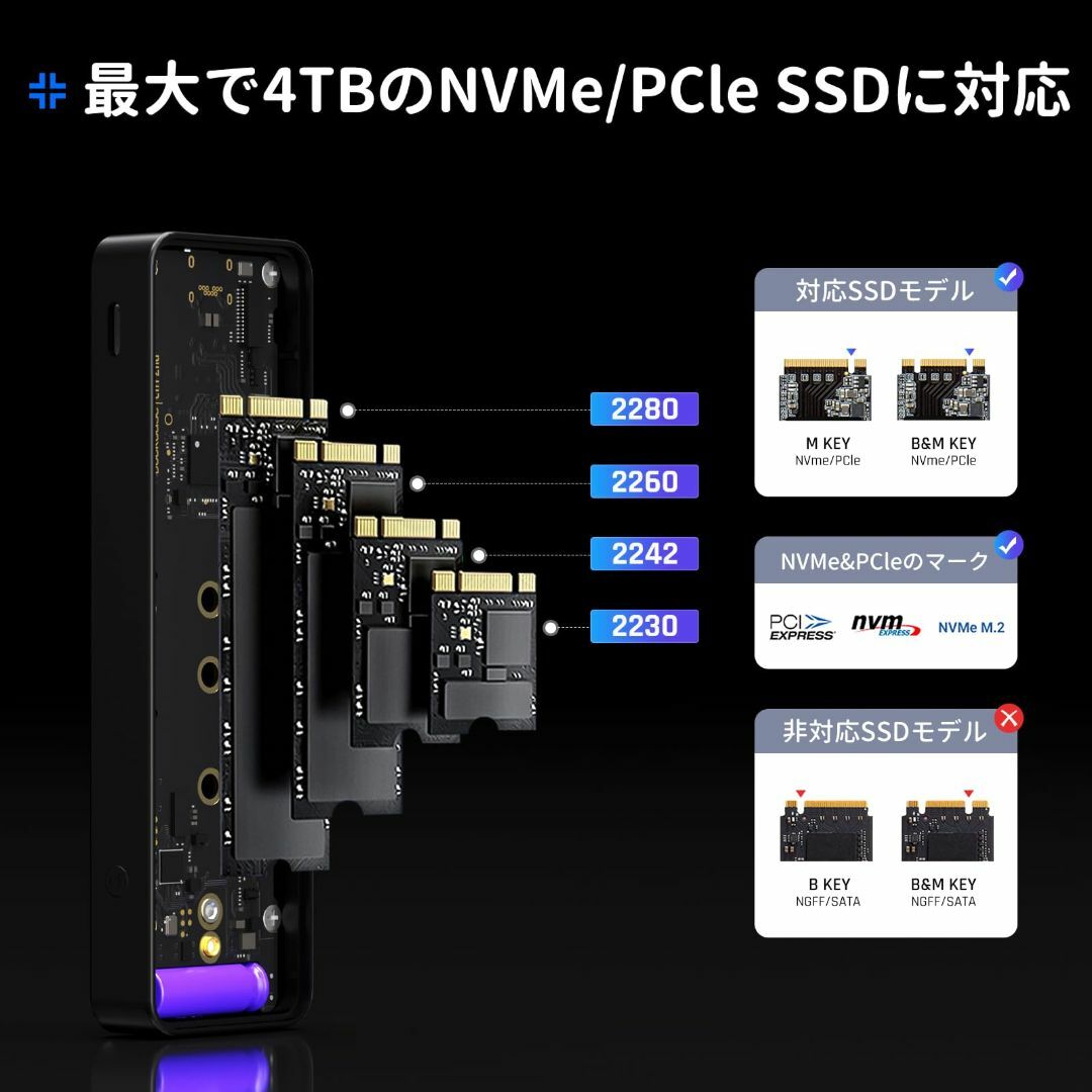 DOCKCASE Pocket M.2 2230 NVMe SSD Enclosure,Support 3s PLP Prevents Write  Data Loss,USB 3.2 Gen 2 Type-C (10 Gbps), fits NVMe PCIe, Exclusive to Size