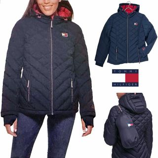 トミーヒルフィガー(TOMMY HILFIGER)の新品 L ★ トミーヒルフィガー 中綿 ジャケット パッカブル 紺 US-M(ダウンジャケット)