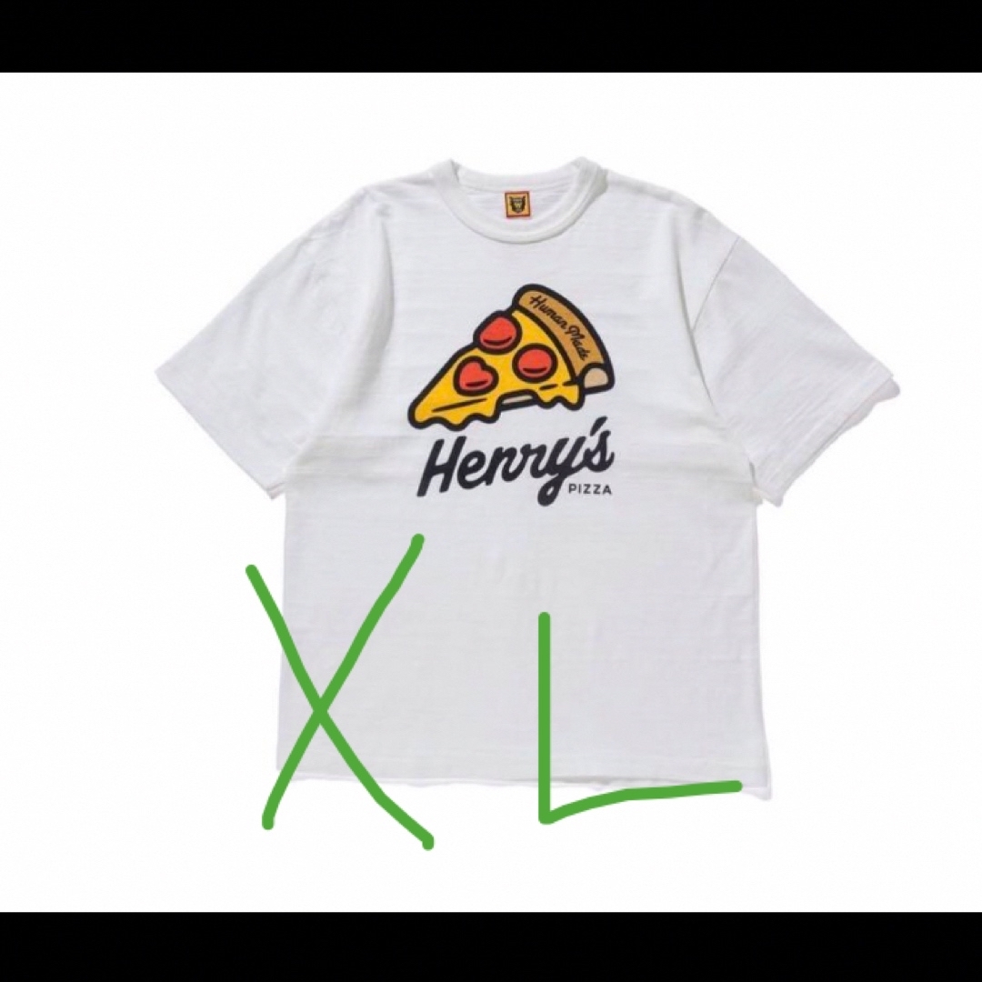 ヒューマンメイド  ヴェルディ ヘンリーズピザwhite XLサイズ メンズのトップス(Tシャツ/カットソー(半袖/袖なし))の商品写真