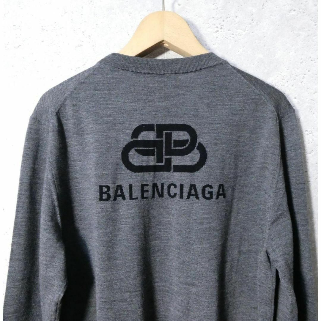 美品 BALENCIAGA バックロゴ クルーネック 長袖 ニット セーター