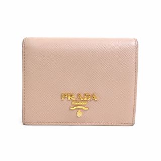 プラダ(PRADA)のプラダ PRADA 二つ折り財布 ロゴ レザー ピンクベージュ ゴールド レディース 送料無料【中古】 e57771f(財布)