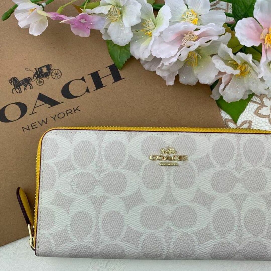 COACH シグネチャー ホワイト × イエロー