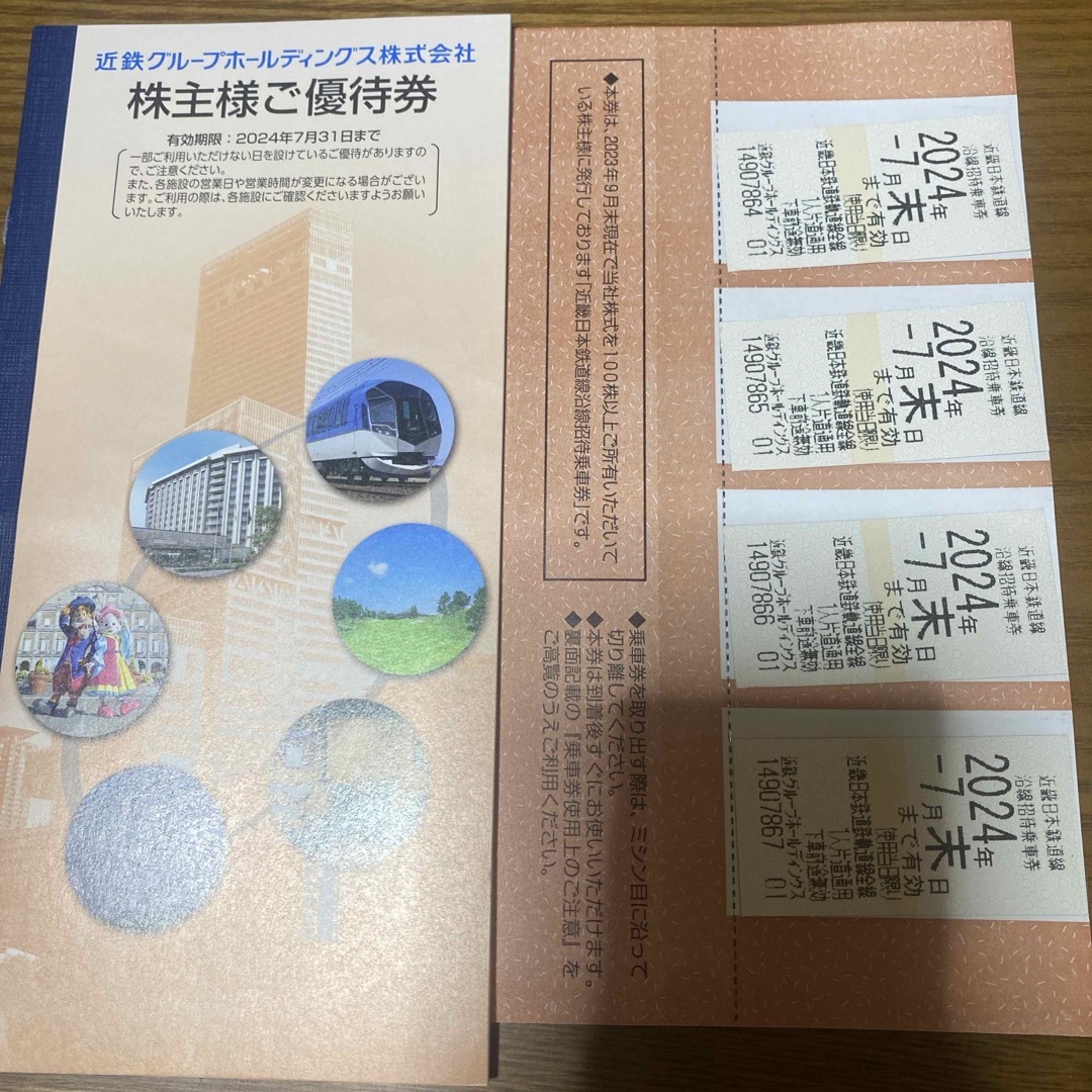近鉄グループ株主優待 乗車券 チケットの乗車券/交通券(鉄道乗車券)の商品写真
