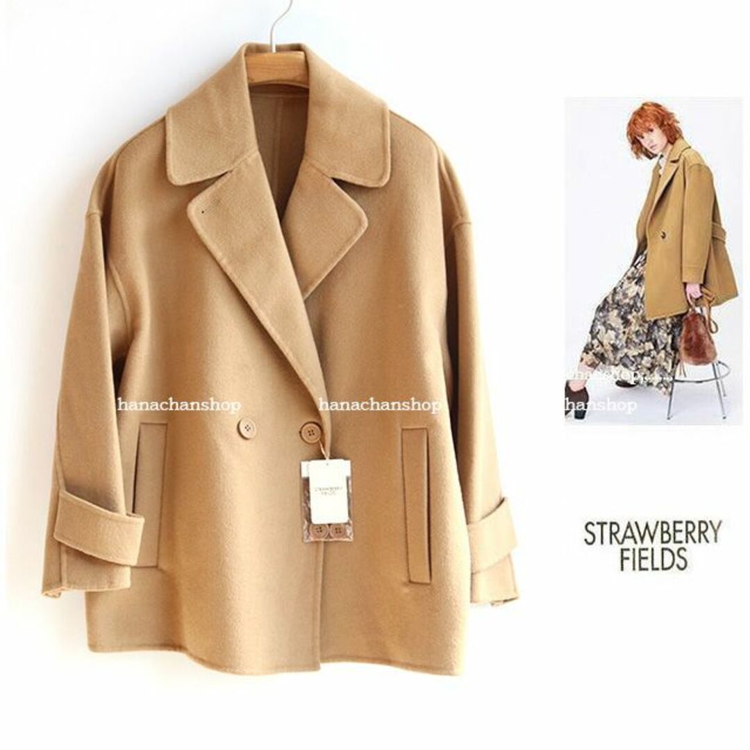 STRAWBERRY-FIELDS(ストロベリーフィールズ)の定価29,700円【新品】ストロベリーフィールズ★軽量暖か柔らか圧縮ウールコート レディースのジャケット/アウター(ピーコート)の商品写真