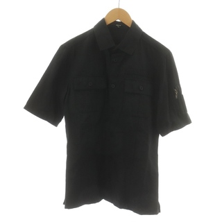 シェラック(SHELLAC)のSHELLAC ワークシャツ 半袖 ステンカラー 麻混 リネン混 48 L 黒(シャツ)