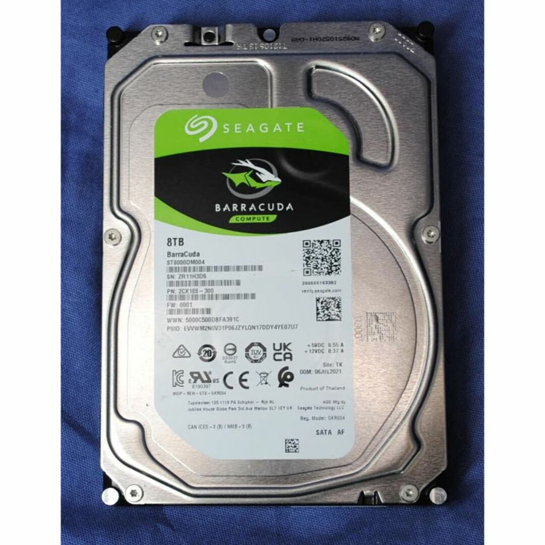 SEAGATE(シーゲイト)の中古正常品 HDD8TB　SEAGATE ST8000DM004 容量：8TB スマホ/家電/カメラのPC/タブレット(PCパーツ)の商品写真