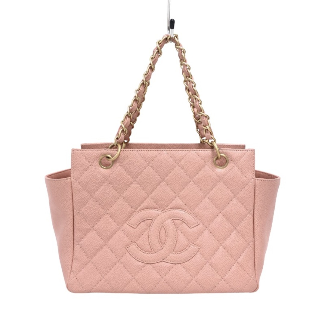 シャネル CHANEL ココマーク マトラッセ チェーンハンドバッグ A15688 6番台 ピンク ゴールド金具 キャビアスキン レディース ハンドバッグファスナー内側