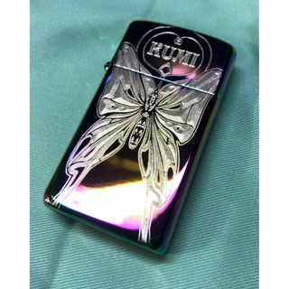 ジッポー(ZIPPO)のジッポ　スペクトラムスリム マルチカラー 蝶・名前・zippo バタフライアゲハ(タバコグッズ)