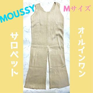 マウジー(moussy)のMOUSSY マウジーMサイズ サロペット オールインワン オフホワイトのニット(サロペット/オーバーオール)