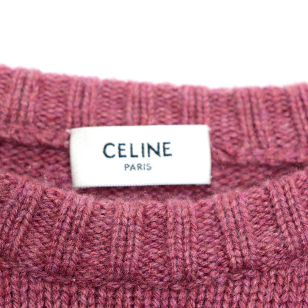 celine(セリーヌ)の美品 セリーヌ クルーネック カシミア セーター レディース 赤紫系 XS トリオンフ刺繍 CELINE レディースのトップス(ニット/セーター)の商品写真