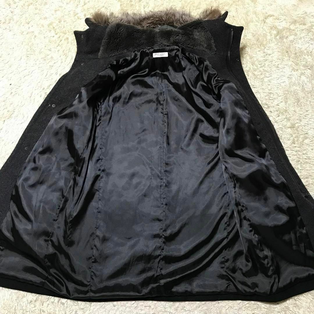 【フード付】ビューティー＆ユース　ウール混ロングコート　フォックス　L781 メンズのジャケット/アウター(ステンカラーコート)の商品写真
