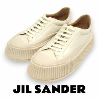 ジルサンダー(Jil Sander)のジルサンダー　バルカナイズド　レザースニーカー　アイボリー　レディース　40(スニーカー)