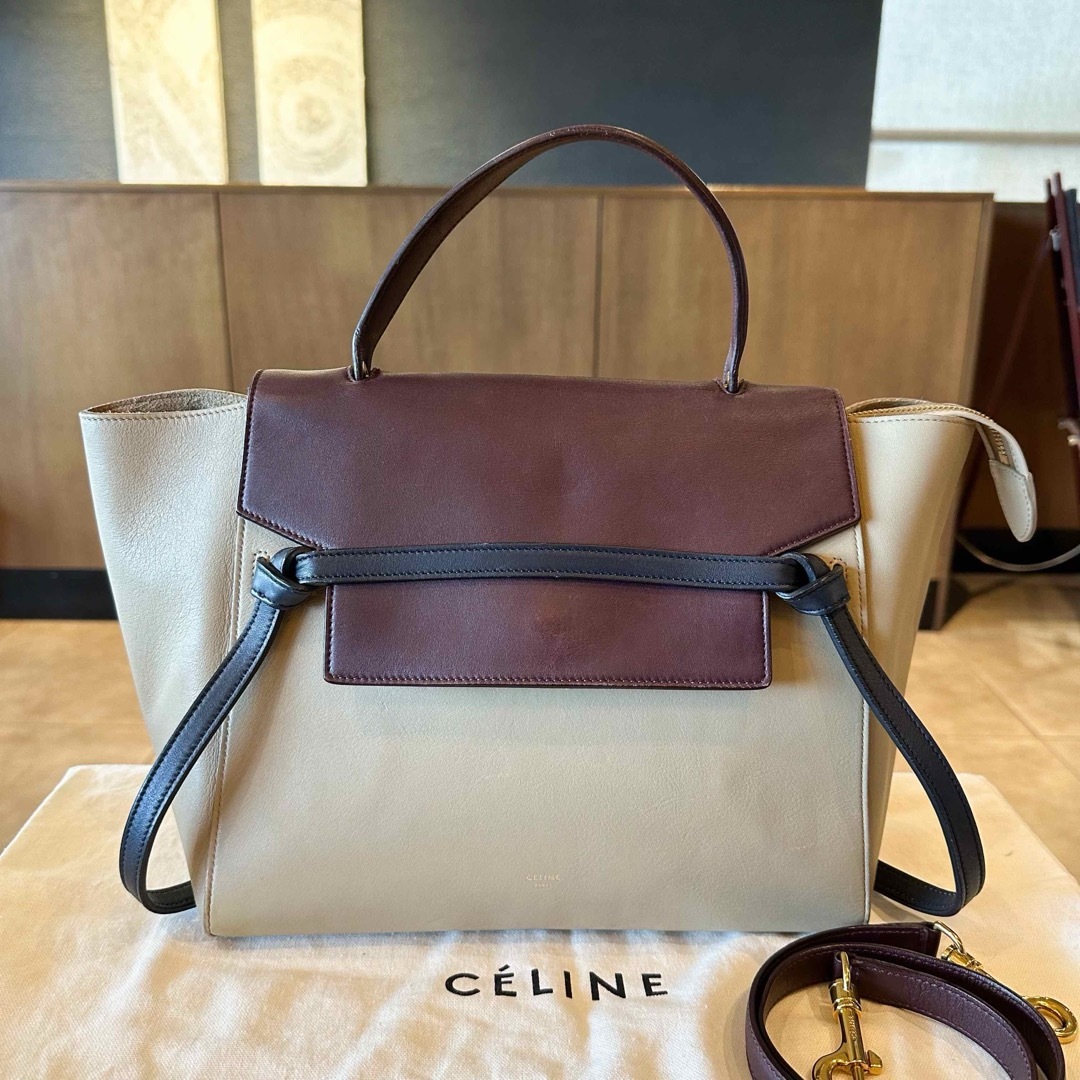 CELINE ベルトバッグ　ミニ　ボルドー　グレージュ　ショルダー　ハンドバッグショルダーバッグ