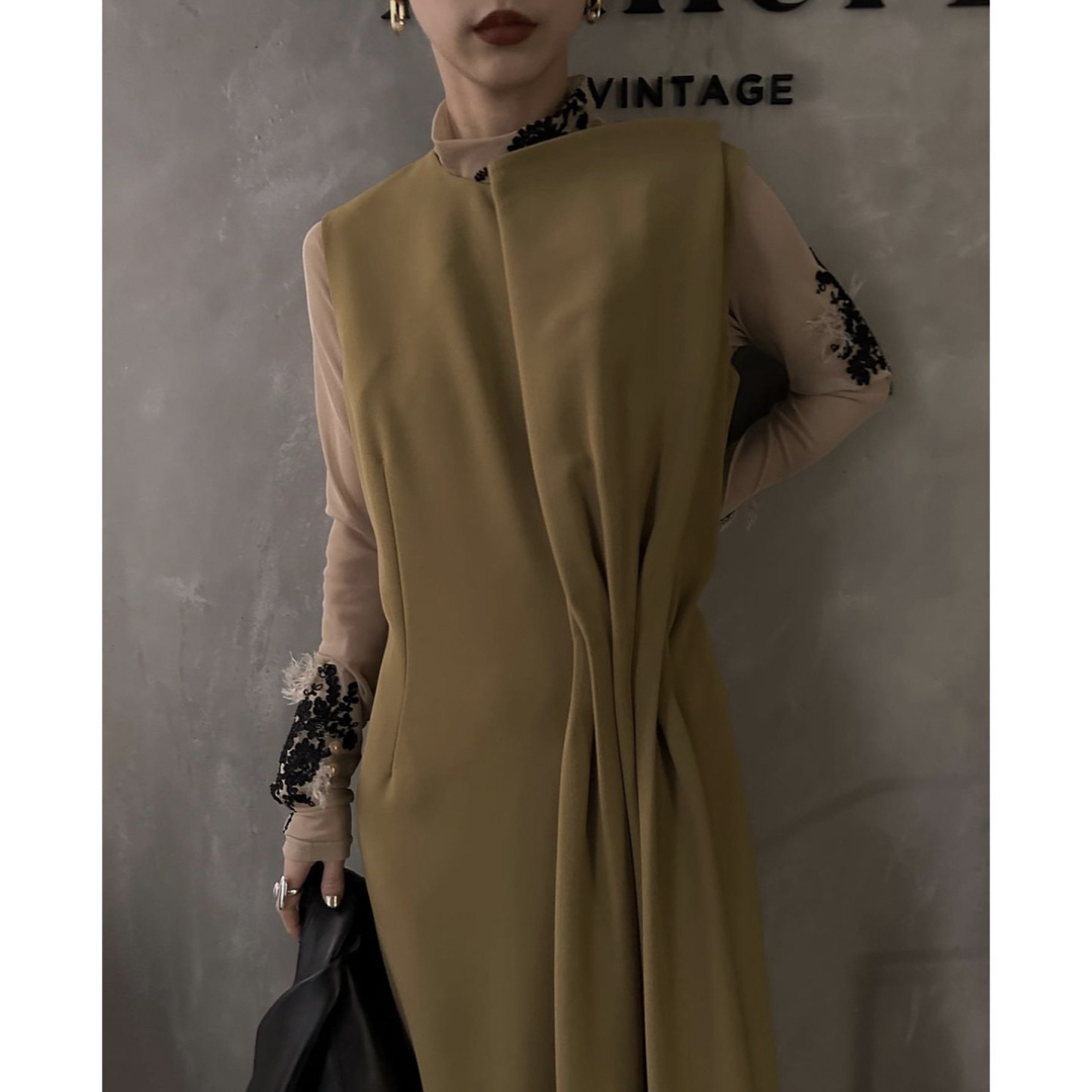 Ameri VINTAGE(アメリヴィンテージ)のAmeri ◯ Drape ribbon i line dress  レディースのフォーマル/ドレス(ロングドレス)の商品写真