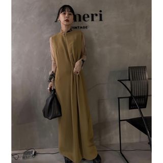 アメリヴィンテージ(Ameri VINTAGE)のAmeri ◯ Drape ribbon i line dress (ロングドレス)