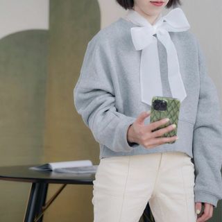 TTunique シアー フェイクリボン ボウタイ つけ襟 ホワイト ブラック 