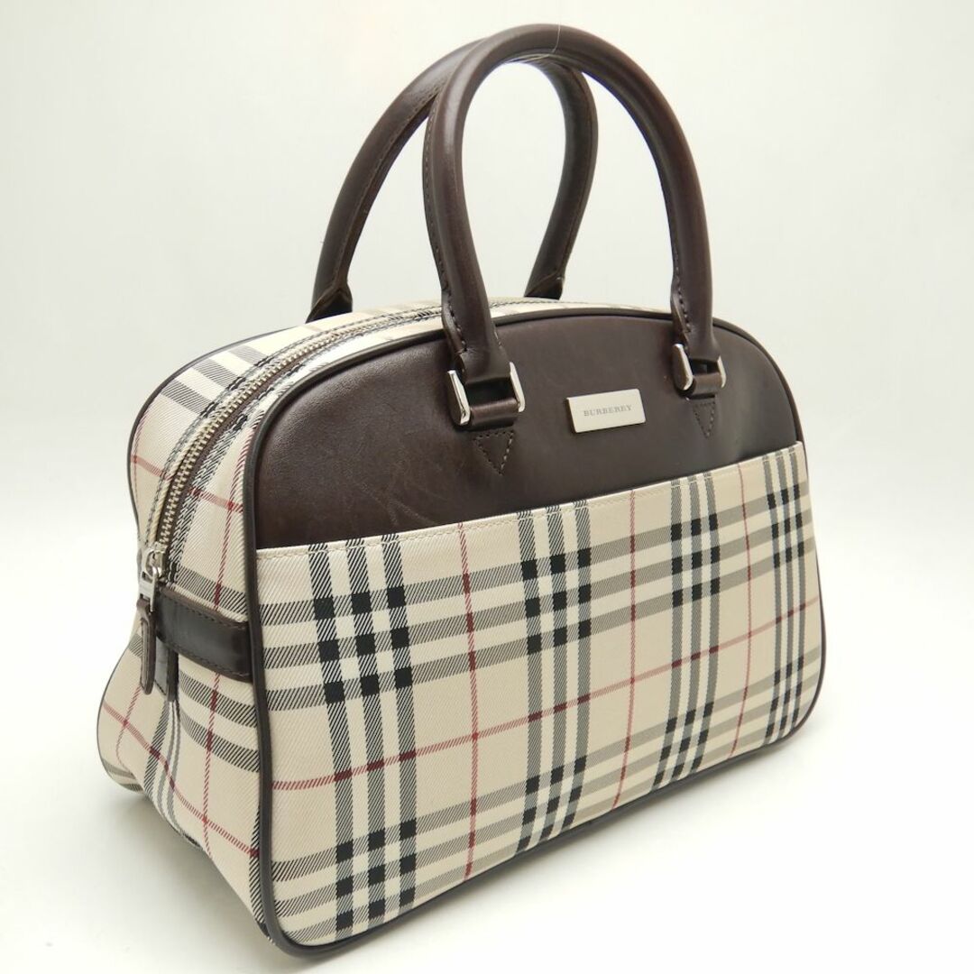 BURBERRY(バーバリー)のBURBERRY バーバリー ミニボストンバッグ ノバチェック PVCxレザー  ベージュ ブラウン/251293【中古】 レディースのバッグ(ボストンバッグ)の商品写真