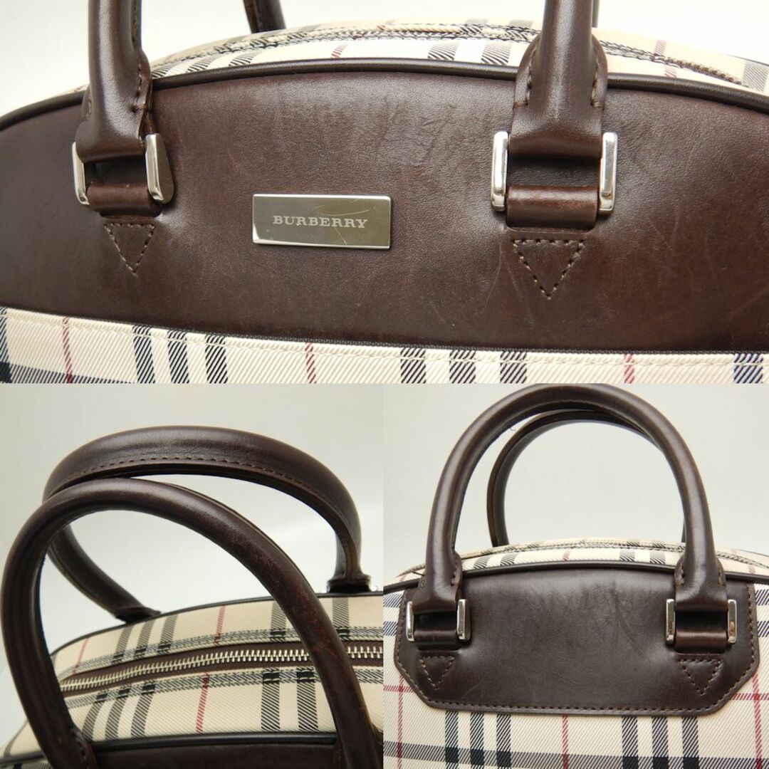 BURBERRY(バーバリー)のBURBERRY バーバリー ミニボストンバッグ ノバチェック PVCxレザー  ベージュ ブラウン/251293【中古】 レディースのバッグ(ボストンバッグ)の商品写真