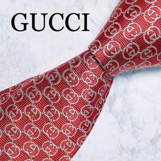 グッチ(Gucci)のGUCCI グッチ　ネクタイ　インターロッキング柄　GG柄　レッド(ネクタイ)