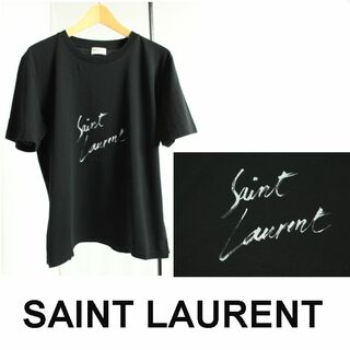 サンローラン(Saint Laurent)のサンローラン　レディースTシャツ　シグニチャーロゴ　ブラック　サイズM(Tシャツ(半袖/袖なし))