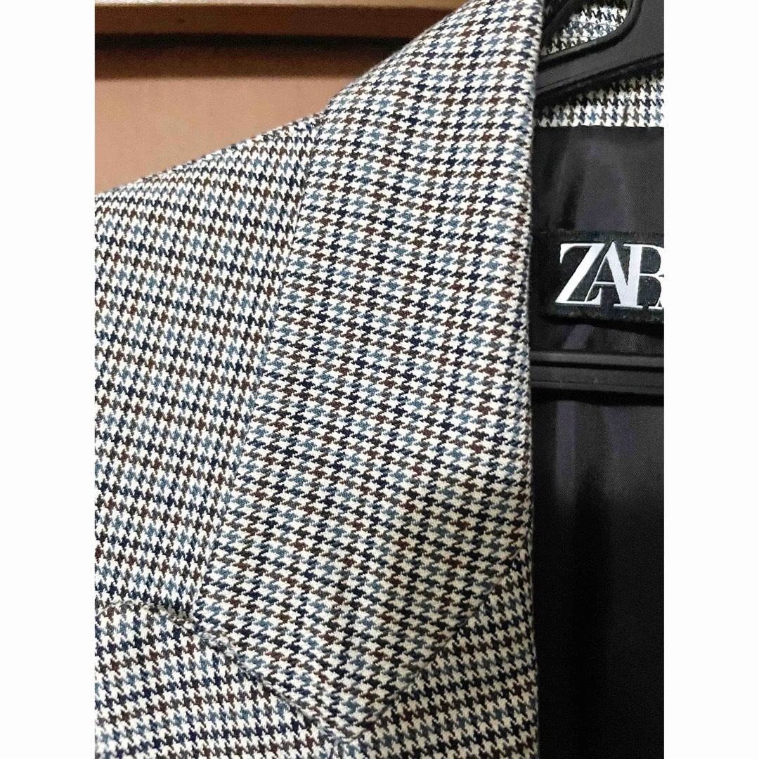 ZARA(ザラ)のZARA 千鳥格子 オーバーサイズ テーラードジャケット レディースのジャケット/アウター(テーラードジャケット)の商品写真