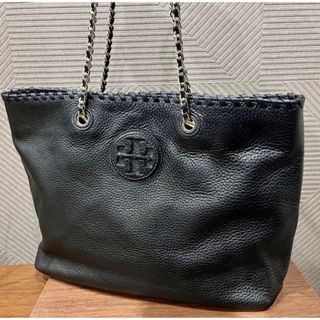 A4可 極美品 TORY BURCH レザー トートバッグ 黒 フリンジ○素材