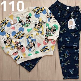 ディズニー(Disney)の【Disney】リトシー 総柄 ミッキー トレーナー☆ズボン 2点セット 110(Tシャツ/カットソー)