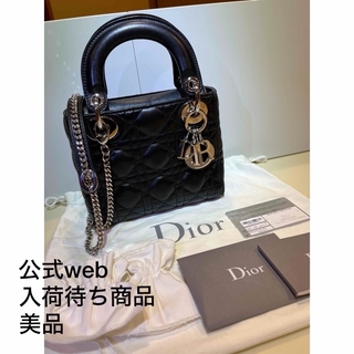 ディオール(Dior)の【完売商品】レディディオール　バックミニ　カナージュ　ラムスキン　シルバー金具(ハンドバッグ)